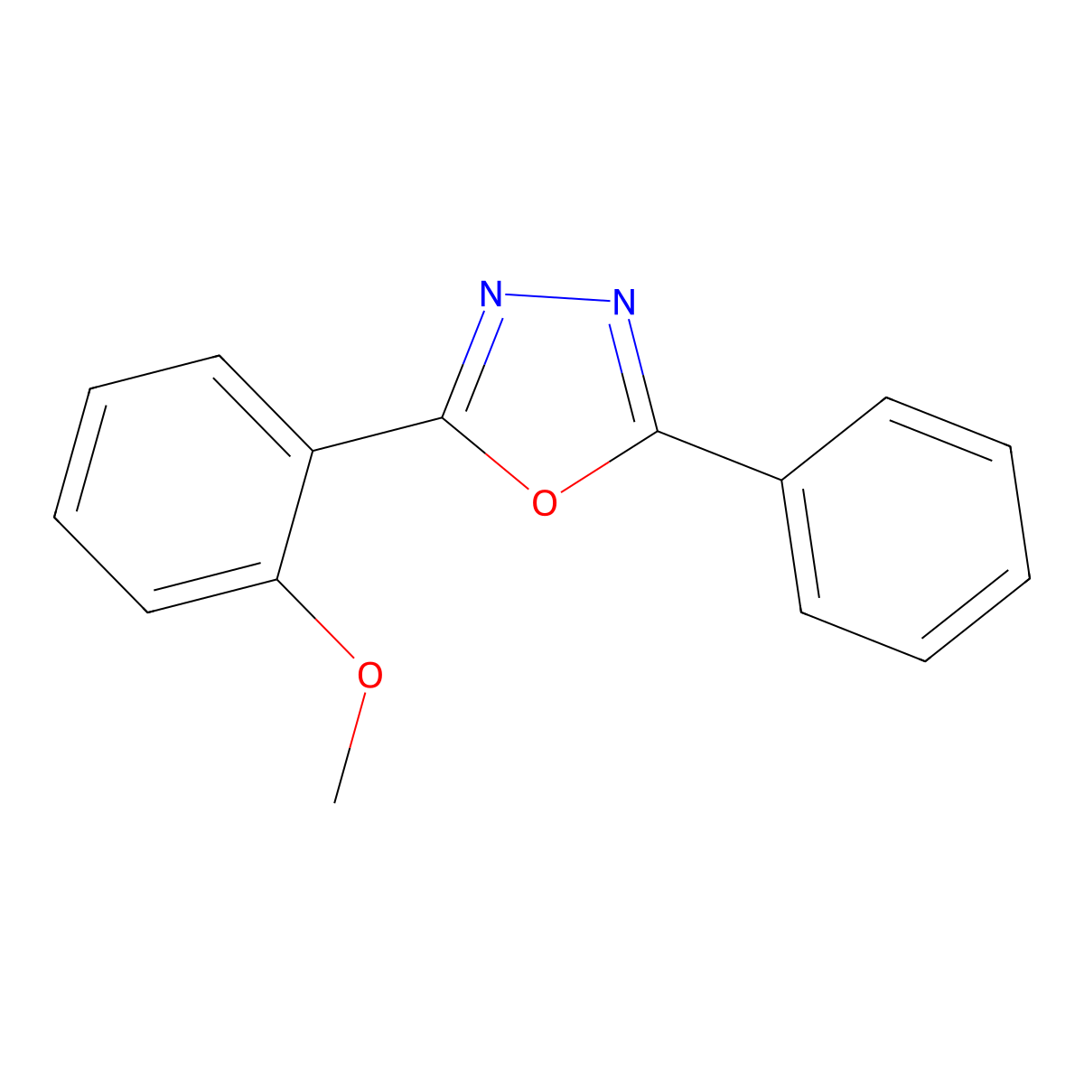 2-(2-Methoxyphenyl)-5-phenyl-1,3,4-oxadiazole molecular structure, CAS 1874-42-6