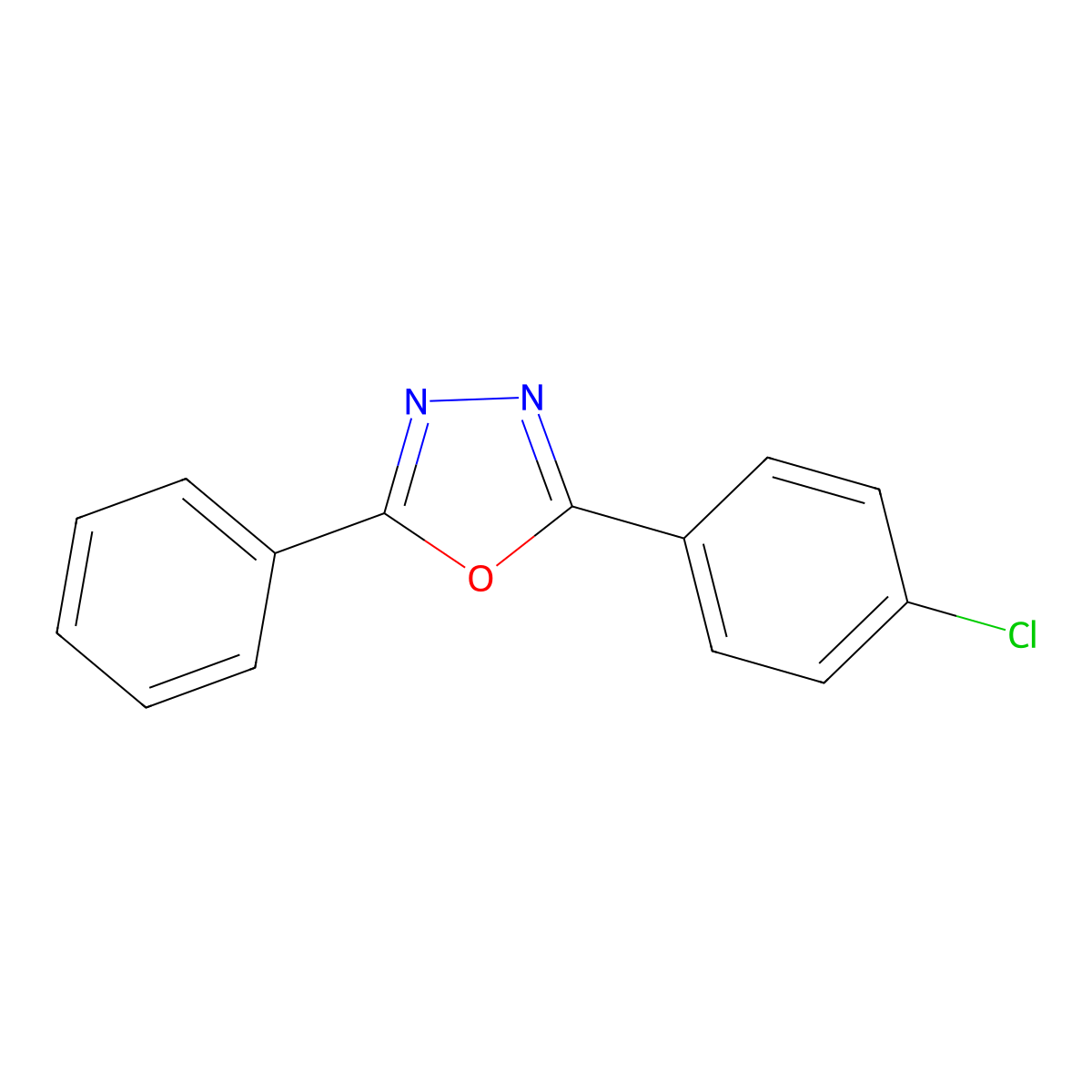 2-(4-Chlorophenyl)-5-phenyl-1,3,4-oxadiazole molecular structure, CAS 1874-43-7