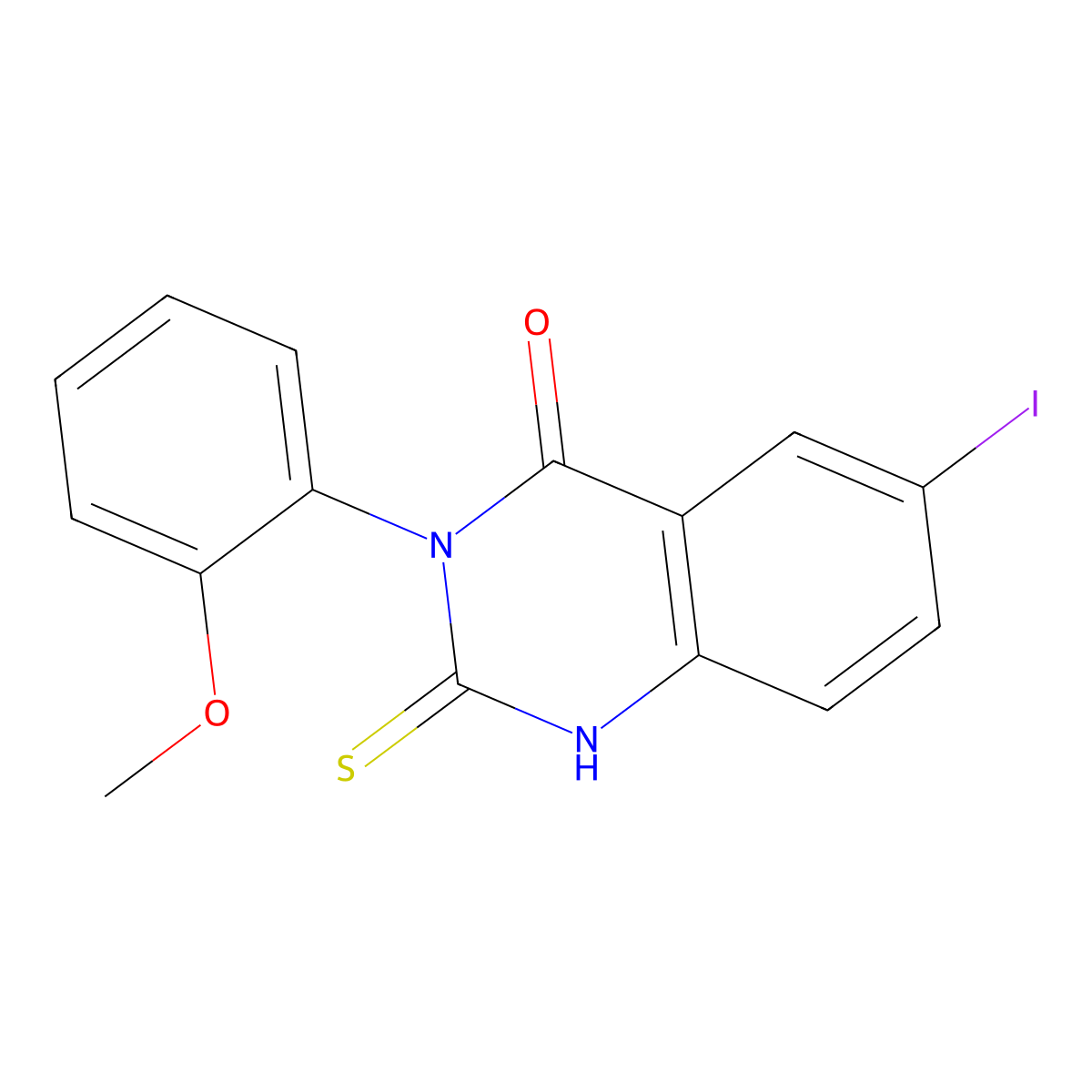 6-iodo-2-mercapto-3-(2-methoxyphenyl)quinazolin-4(3H)-one molecular structure, CAS 18740-18-6