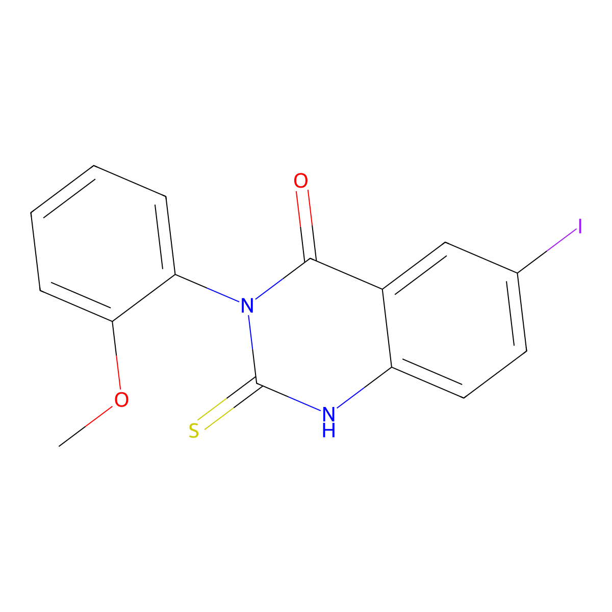 6-iodo-2-mercapto-3-(2-methoxyphenyl)quinazolin-4(3H)-one molecular structure, CAS 18740-18-6