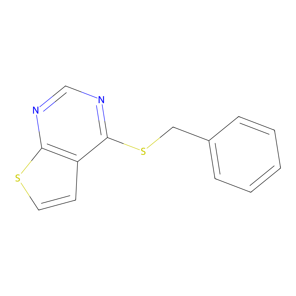 4-Benzylsulfanylthieno[2,3-d]pyrimidine molecular structure, CAS 18740-29-9