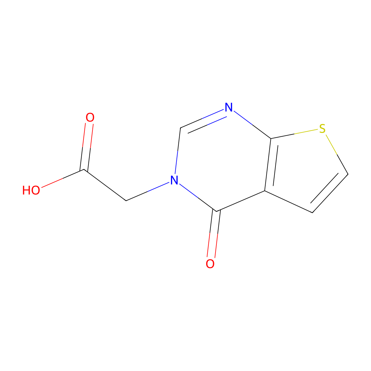 2-{4-oxo-3H,4H-thieno[2,3-d]pyrimidin-3-yl}acetic acid molecular structure, CAS 18740-34-6
