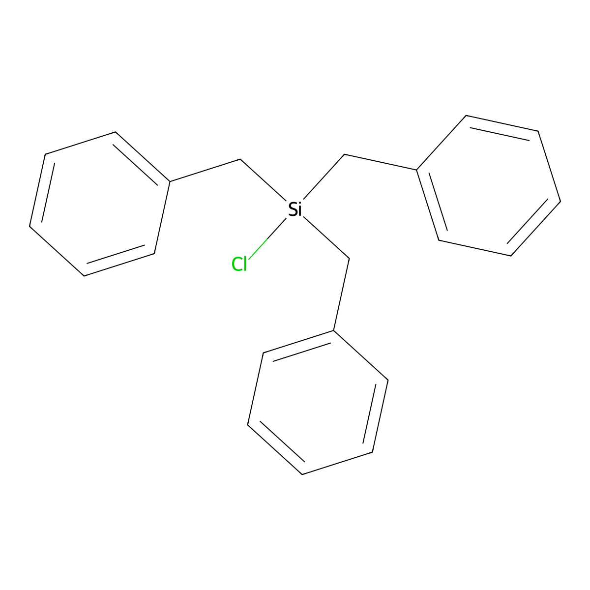 Benzene, 1,1',1''-[(chlorosilylidyne)tris(methylene)]tris- molecular structure, CAS 18740-59-5