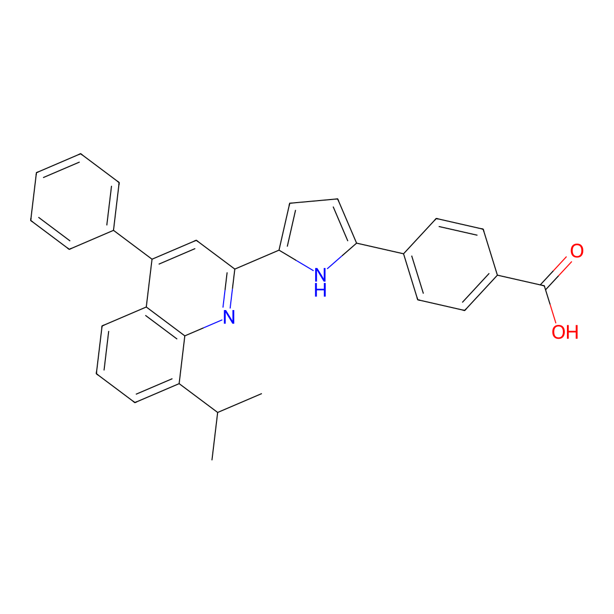 4-[5-(4-phenyl-8-propan-2-ylquinolin-2-yl)-1H-pyrrol-2-yl]benzoic acid molecular structure, CAS 187400-85-7