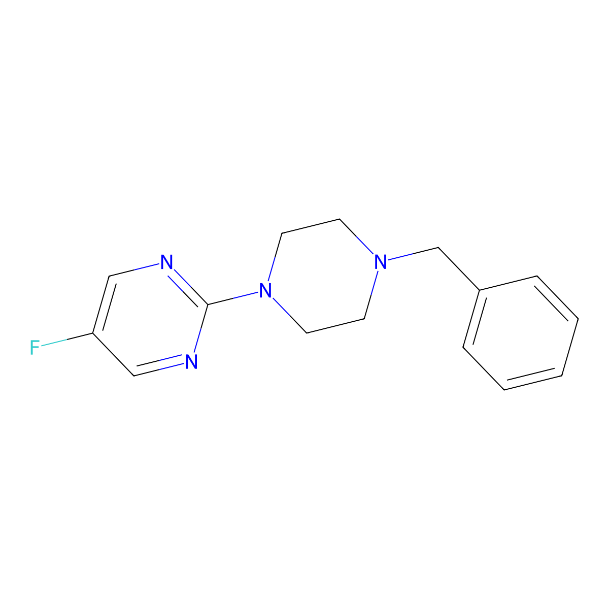 2-(4-Benzylpiperazin-1-yl)-5-fluoropyrimidine molecular structure, CAS 1874031-49-8