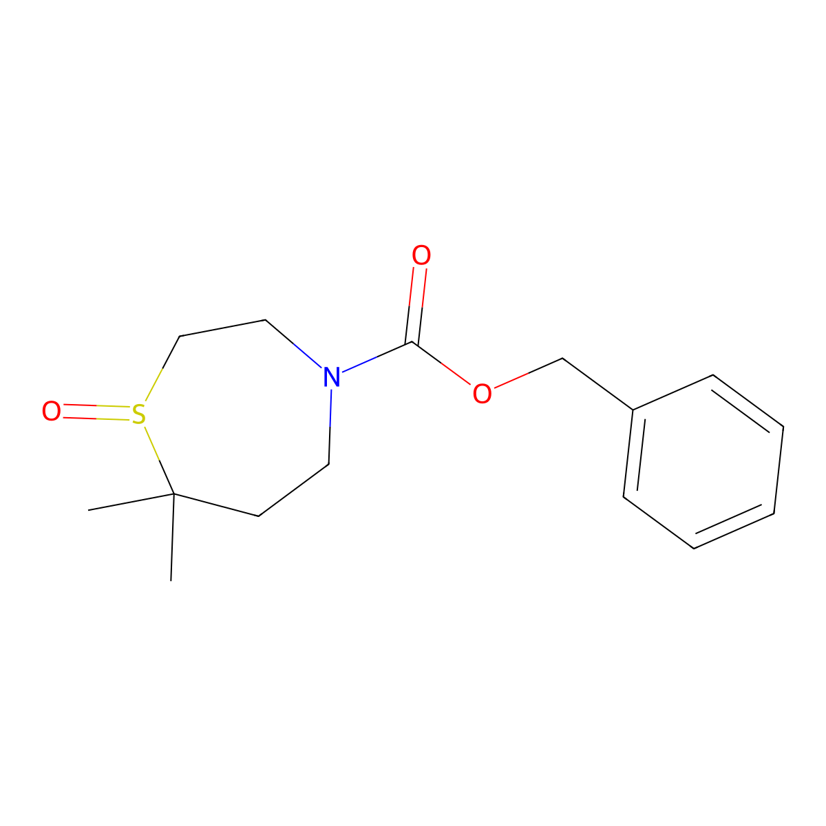 Benzyl 7,7-dimethyl-1-oxo-1lambda4,4-thiazepane-4-carboxylate molecular structure, CAS 1874049-97-4