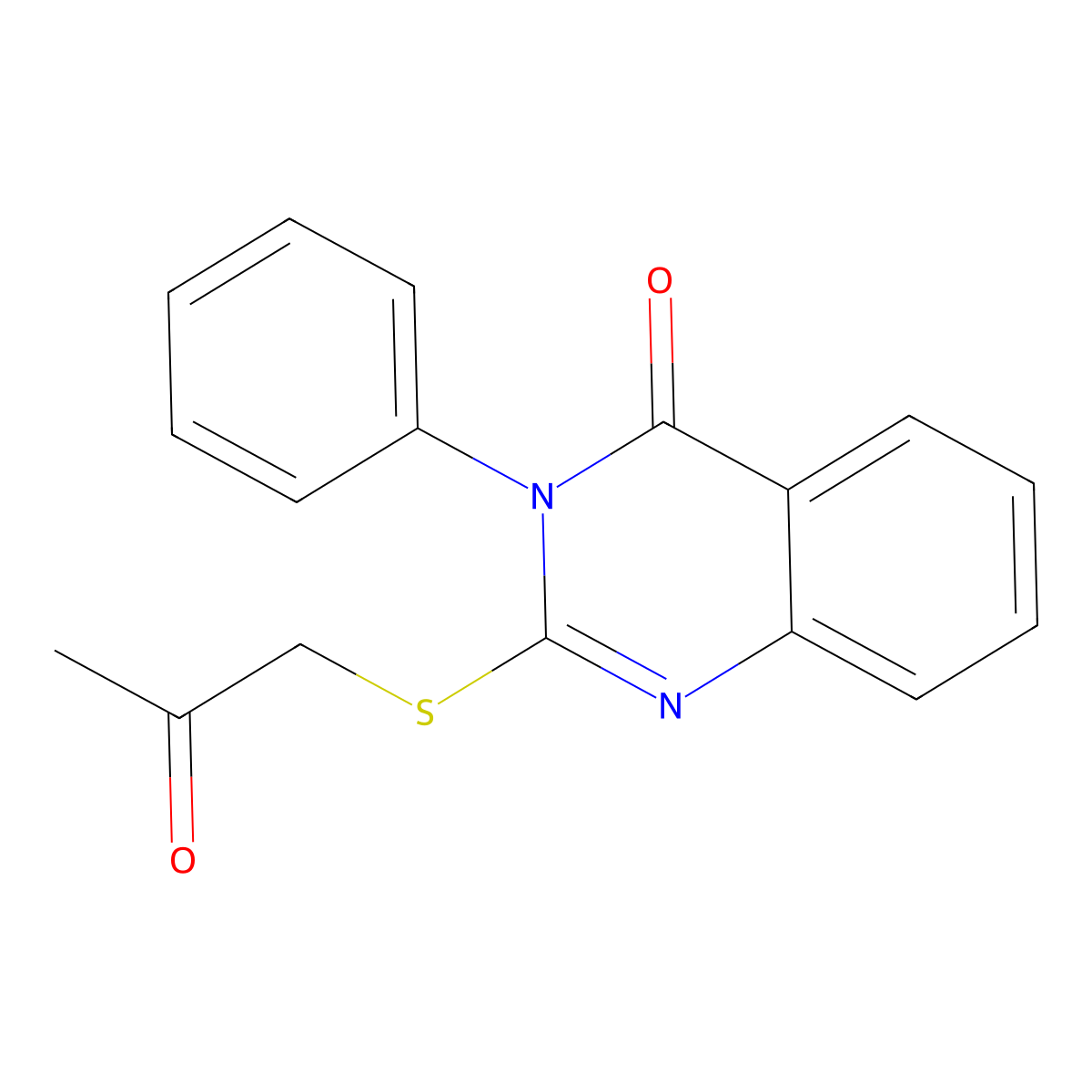 2-((2-oxopropyl)thio)-3-phenylquinazolin-4(3H)-one molecular structure, CAS 18741-31-6