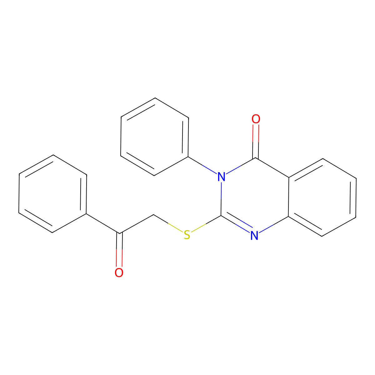 2-[(2-oxo-2-phenylethyl)sulfanyl]-3-phenylquinazolin-4(3H)-one molecular structure, CAS 18741-33-8