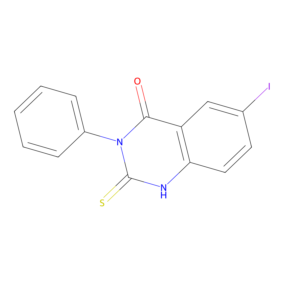 6-iodo-2-mercapto-3-phenylquinazolin-4(3H)-one molecular structure, CAS 18741-38-3