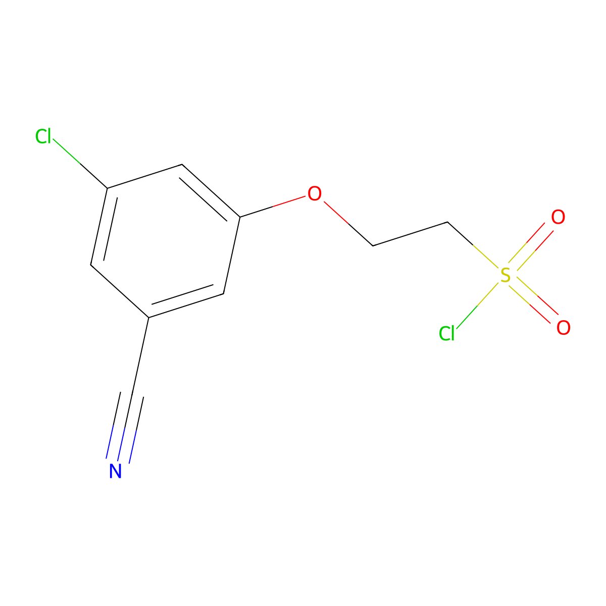 2-(3-Chloro-5-cyanophenoxy)ethane-1-sulfonyl chloride molecular structure, CAS 1874139-22-6