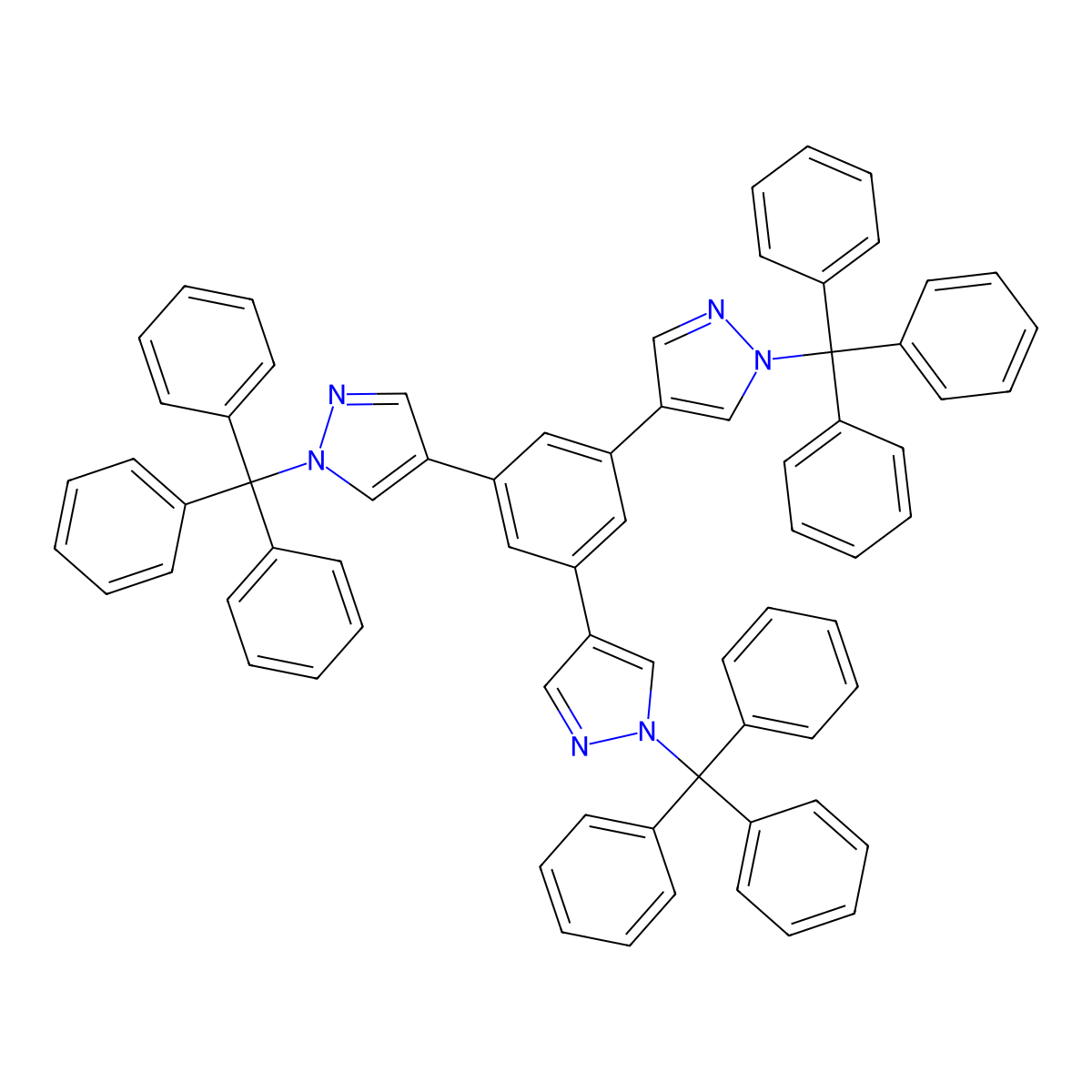 1,3,5-Tris(1-trityl-4-pyrazolyl)benzene molecular structure, CAS 1874148-75-0