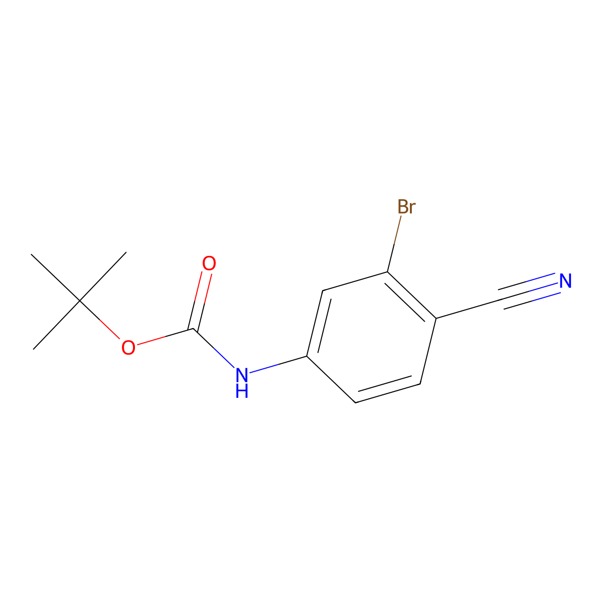 tert-butyl N-(3-bromo-4-cyanophenyl)carbamate molecular structure, CAS 1874171-90-0