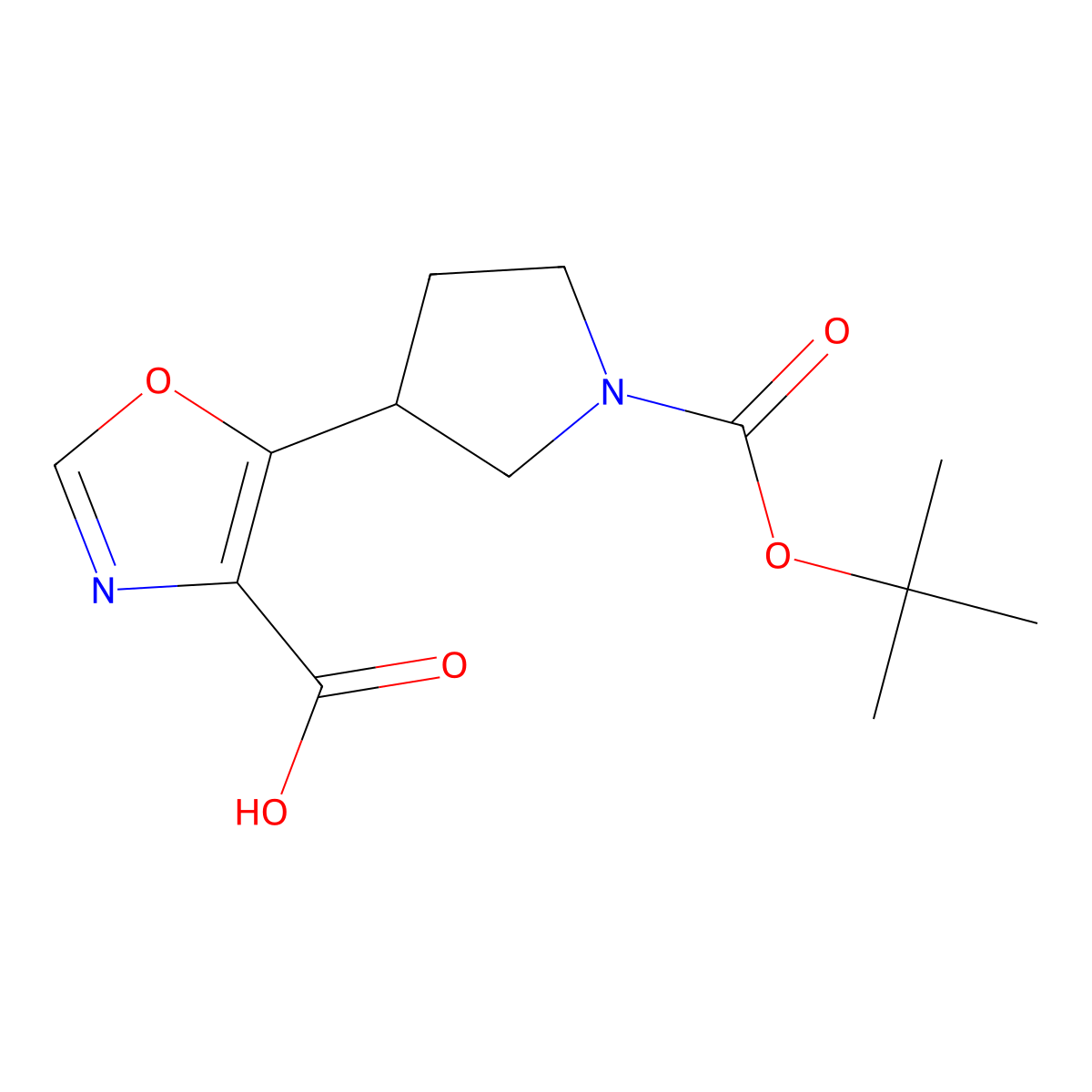 5-(1-(tert-Butoxycarbonyl)pyrrolidin-3-yl)oxazole-4-carboxylic acid molecular structure, CAS 1874188-30-3