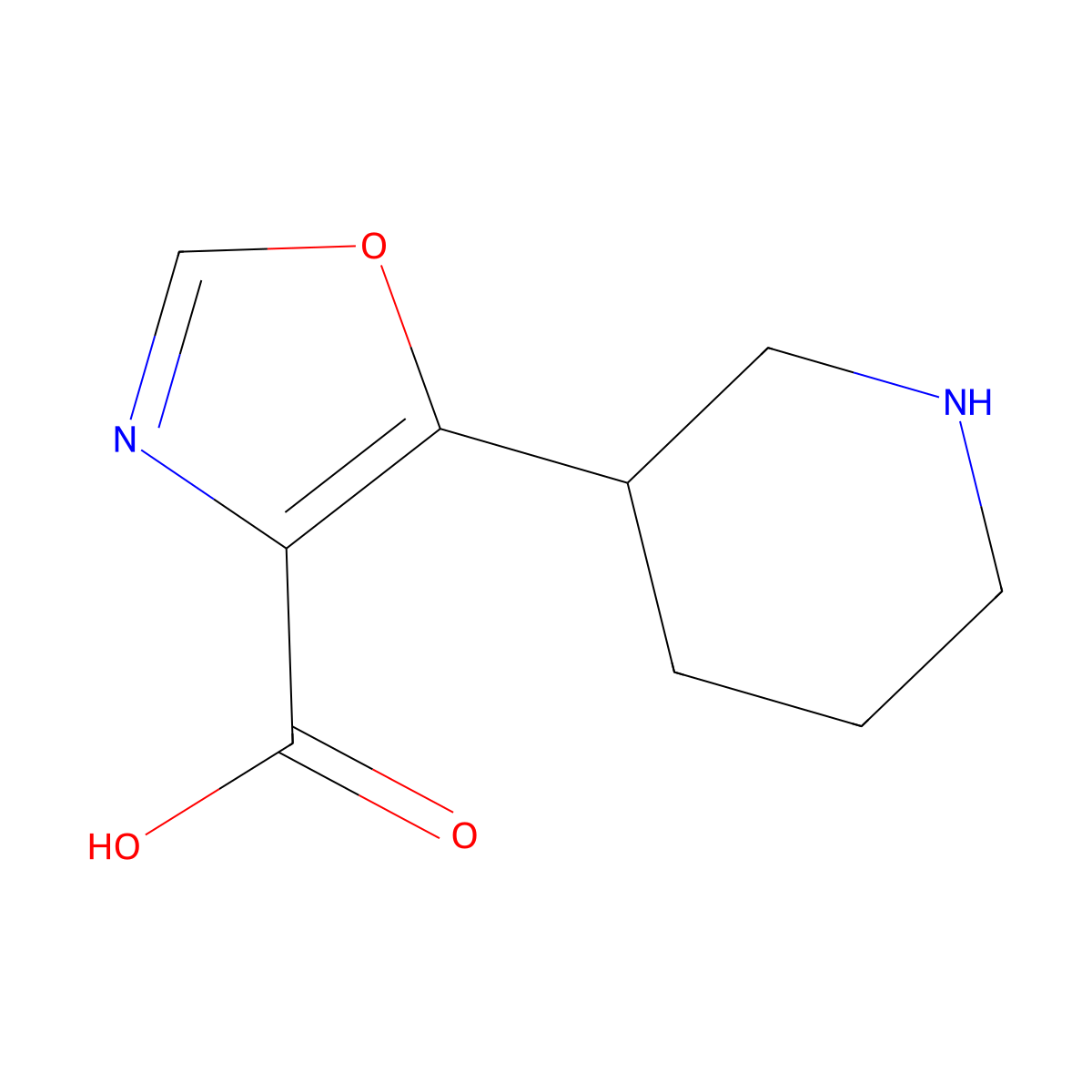 5-(Piperidin-3-yl)-1,3-oxazole-4-carboxylic acid molecular structure, CAS 1874188-38-1