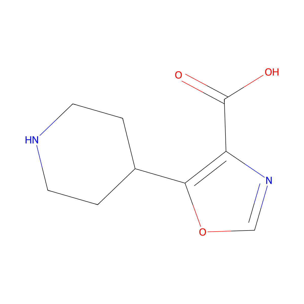 5-(Piperidin-4-yl)-1,3-oxazole-4-carboxylic acid molecular structure, CAS 1874188-40-5