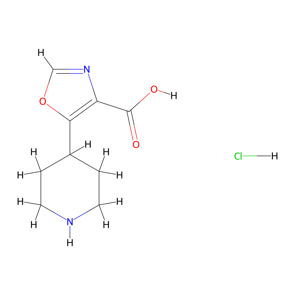 5-(Piperidin-4-yl)-1,3-oxazole-4-carboxylic acid hydrochloride molecular structure, CAS 1874188-41-6