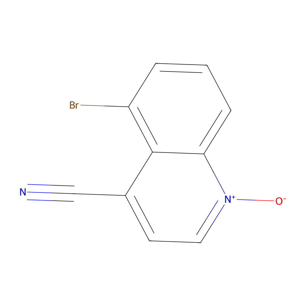 5-Bromo-1-oxidoquinolin-1-ium-4-carbonitrile molecular structure, CAS 1874272-52-2