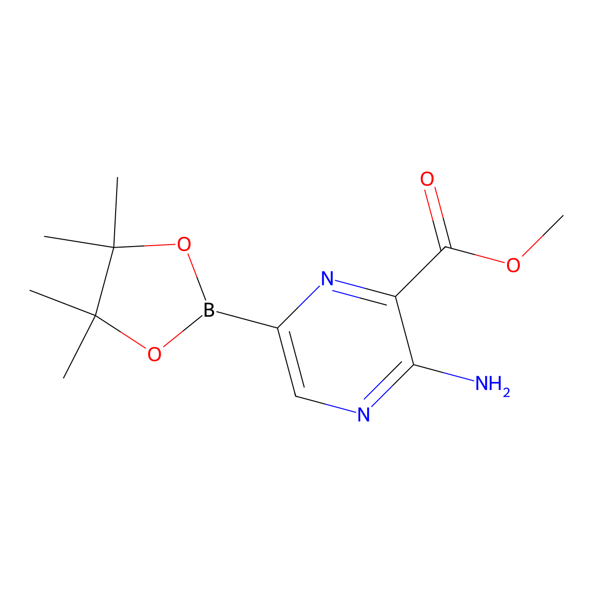 Methyl 3-amino-6-(4,4,5,5-tetramethyl-1,3,2-dioxaborolan-2-yl)pyrazine-2-carboxylate molecular structure, CAS 1874279-25-0