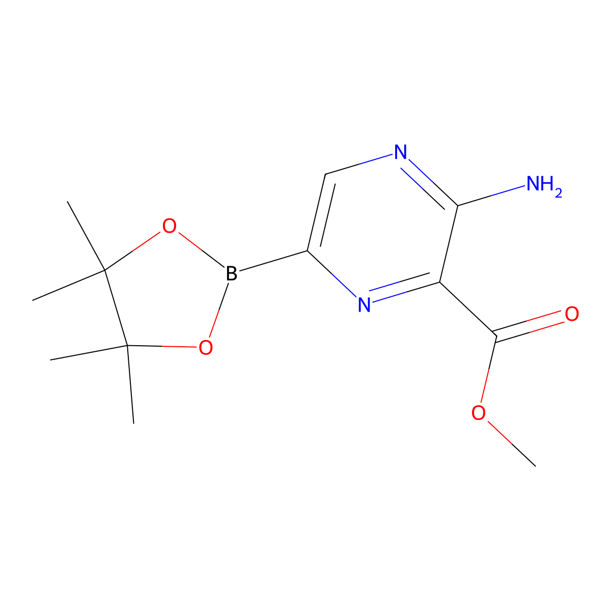 Methyl 3-amino-6-(4,4,5,5-tetramethyl-1,3,2-dioxaborolan-2-yl)pyrazine-2-carboxylate molecular structure, CAS 1874279-25-0