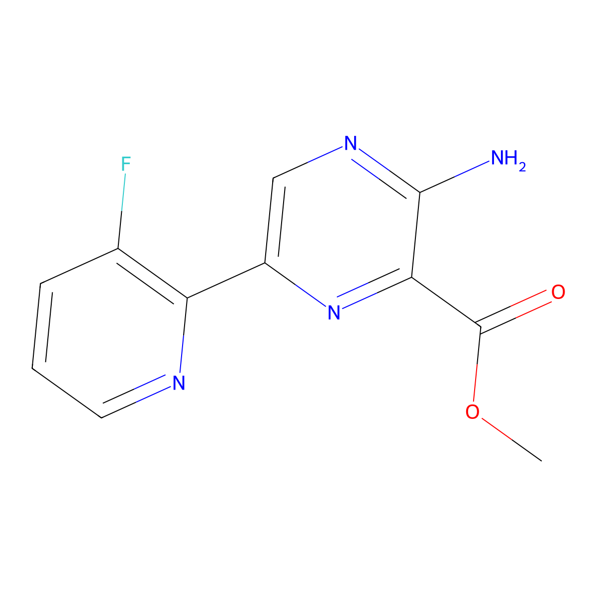 Methyl 3-amino-6-(3-fluoropyridin-2-yl)pyrazine-2-carboxylate molecular structure, CAS 1874279-61-4