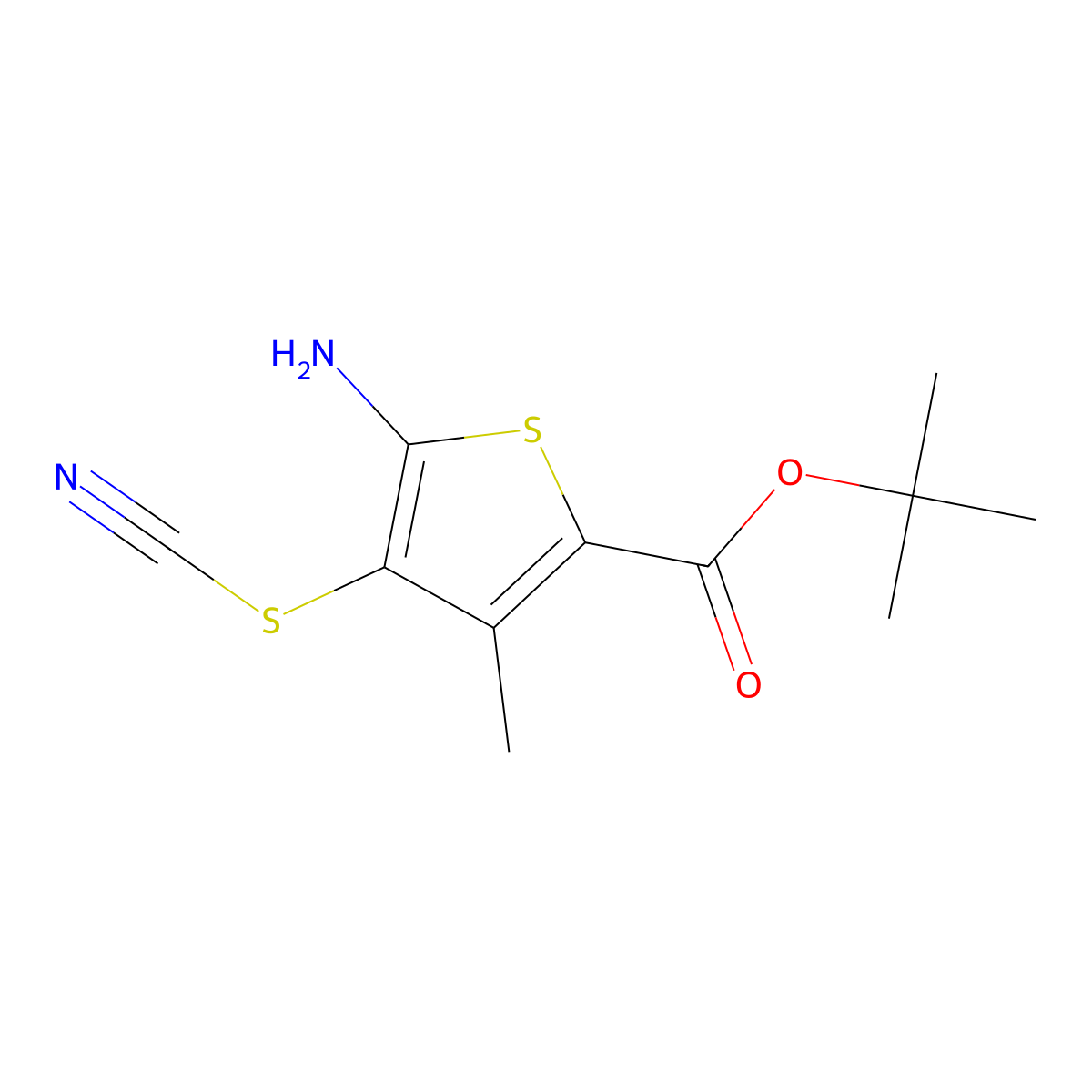 Tert-butyl 5-amino-4-(cyanosulfanyl)-3-methylthiophene-2-carboxylate molecular structure, CAS 1874286-73-3