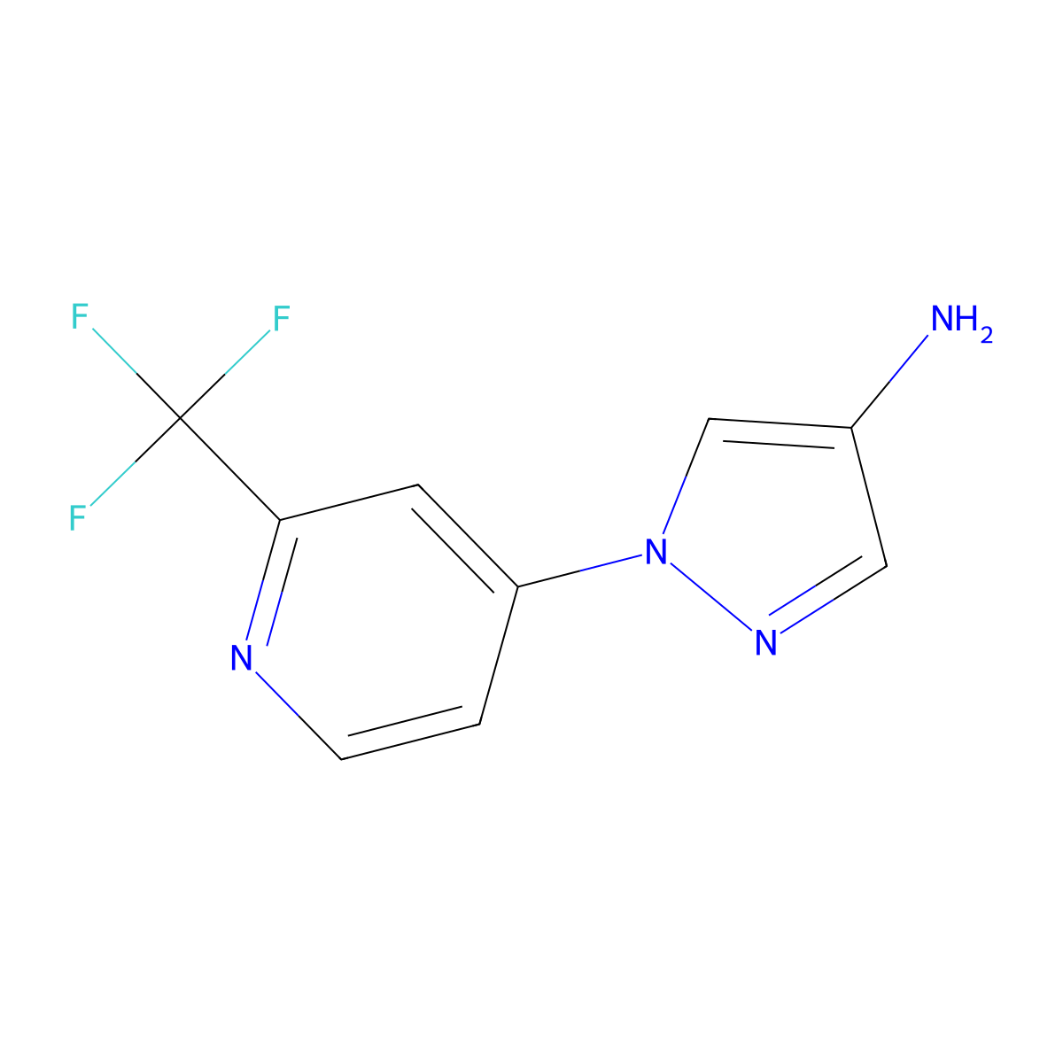 1-(2-(trifluoromethyl)pyridin-4-yl)-1H-pyrazol-4-amine molecular structure, CAS 1874322-72-1
