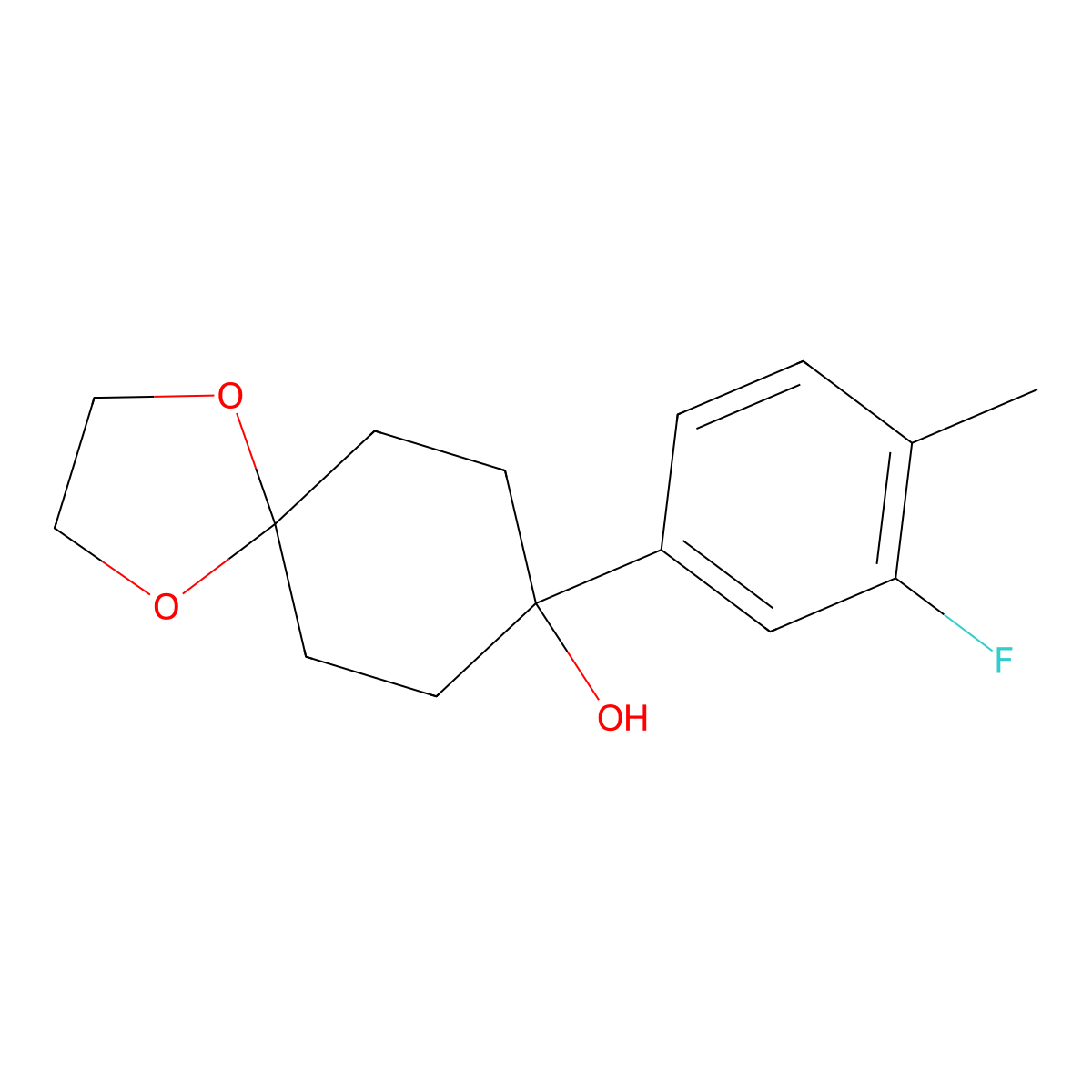 8-(3-Fluoro-4-methylphenyl)-1,4-dioxaspiro[4.5]decan-8-ol molecular structure, CAS 1874419-29-0