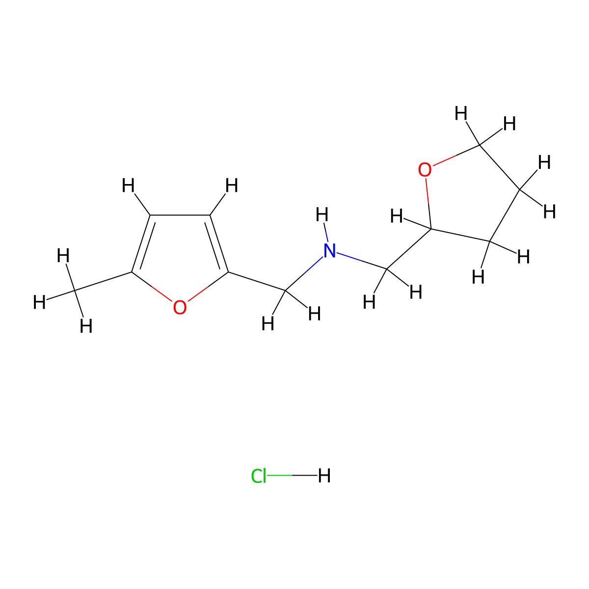 [(5-Methylfuran-2-yl)methyl][(oxolan-2-yl)methyl]amine hydrochloride molecular structure, CAS 1874428-99-5