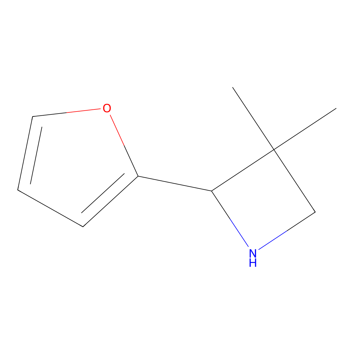 2-(Furan-2-yl)-3,3-dimethylazetidine molecular structure, CAS 1874469-08-5