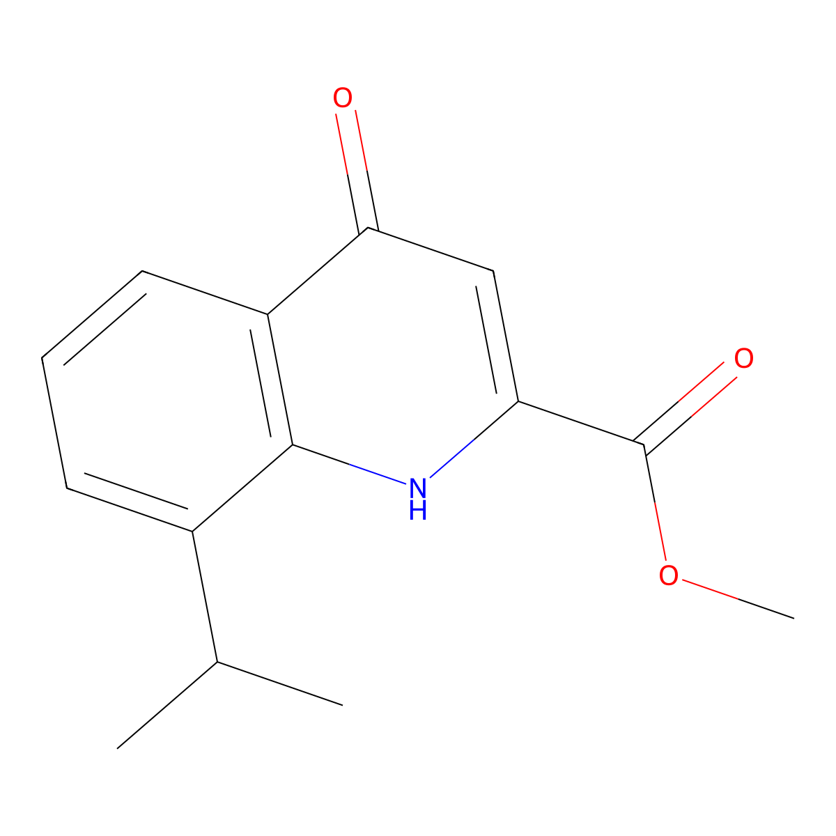 Methyl 8-isopropyl-4-oxo-1,4-dihydroquinoline-2-carboxylate molecular structure, CAS 187454-83-7