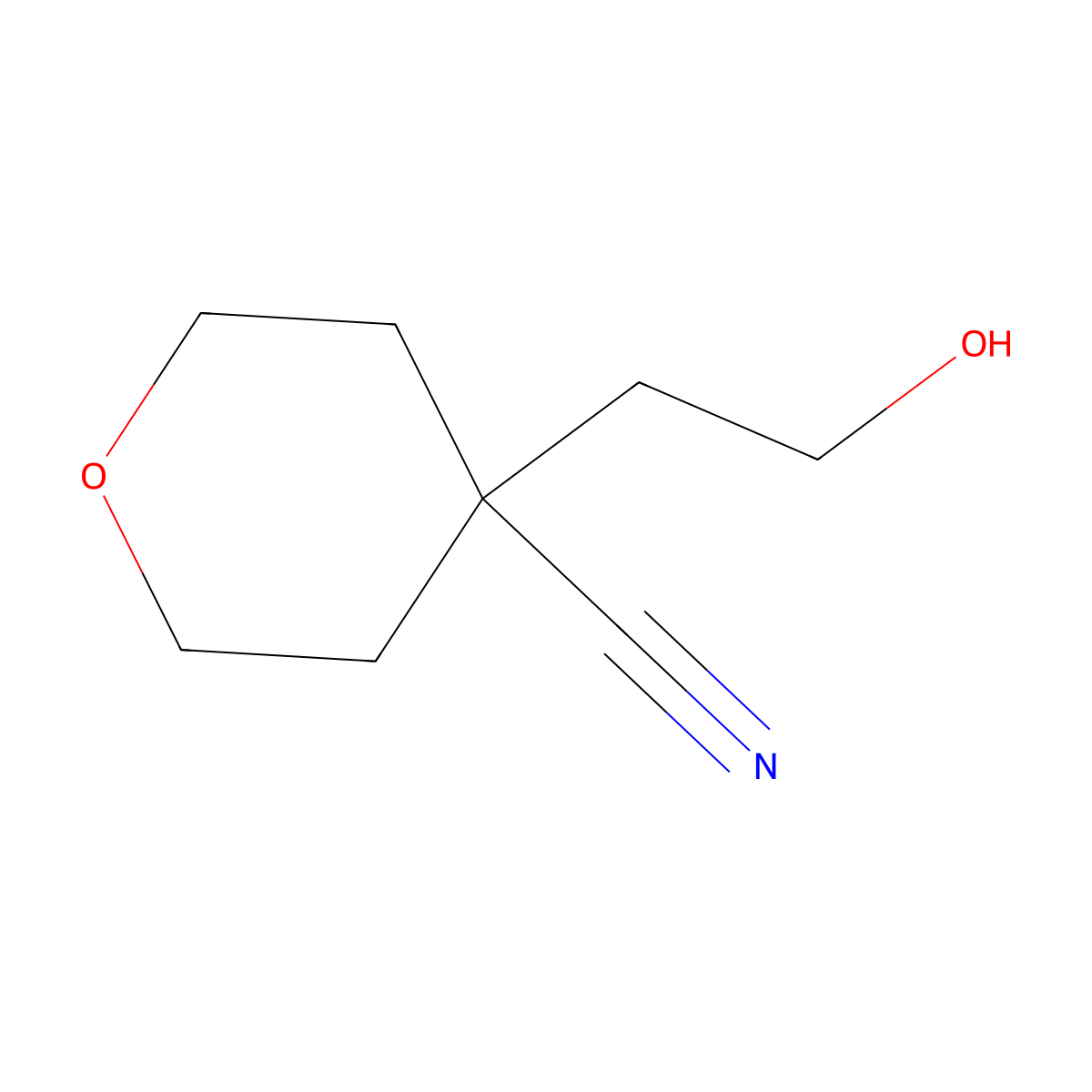 4-(2-Hydroxyethyl)oxane-4-carbonitrile molecular structure, CAS 1874549-47-9