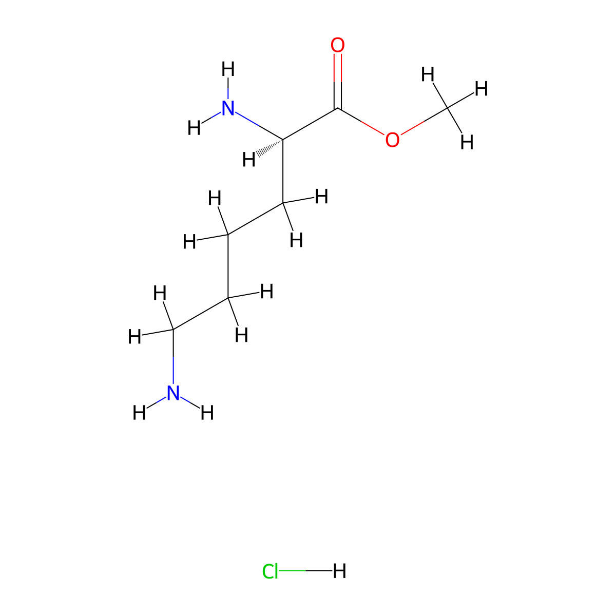 (R)-Methyl 2,6-diaminohexanoate hydrochloride molecular structure, CAS 187458-76-0