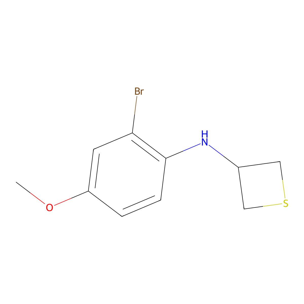 N-(2-Bromo-4-methoxyphenyl)thietan-3-amine molecular structure, CAS 1874589-67-9