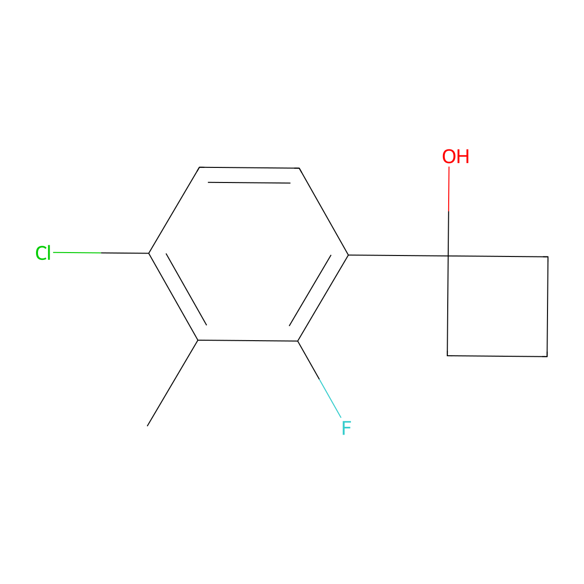 1-(4-Chloro-2-fluoro-3-methylphenyl)cyclobutanol molecular structure, CAS 1874608-00-0