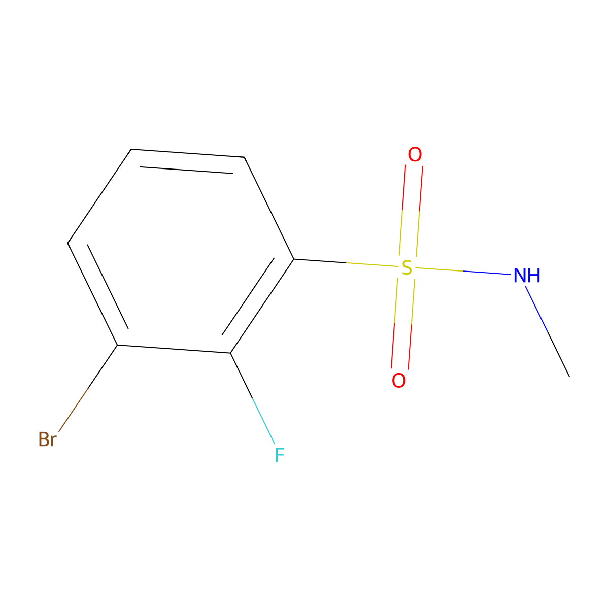 3-Bromo-2-fluoro-N-methylbenzene-1-sulfonamide molecular structure, CAS 1874642-76-8