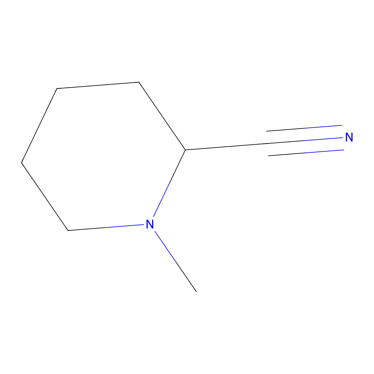 Rac 1-methyl-piperidine-2-carbonitrile molecular structure, CAS 18747-95-0