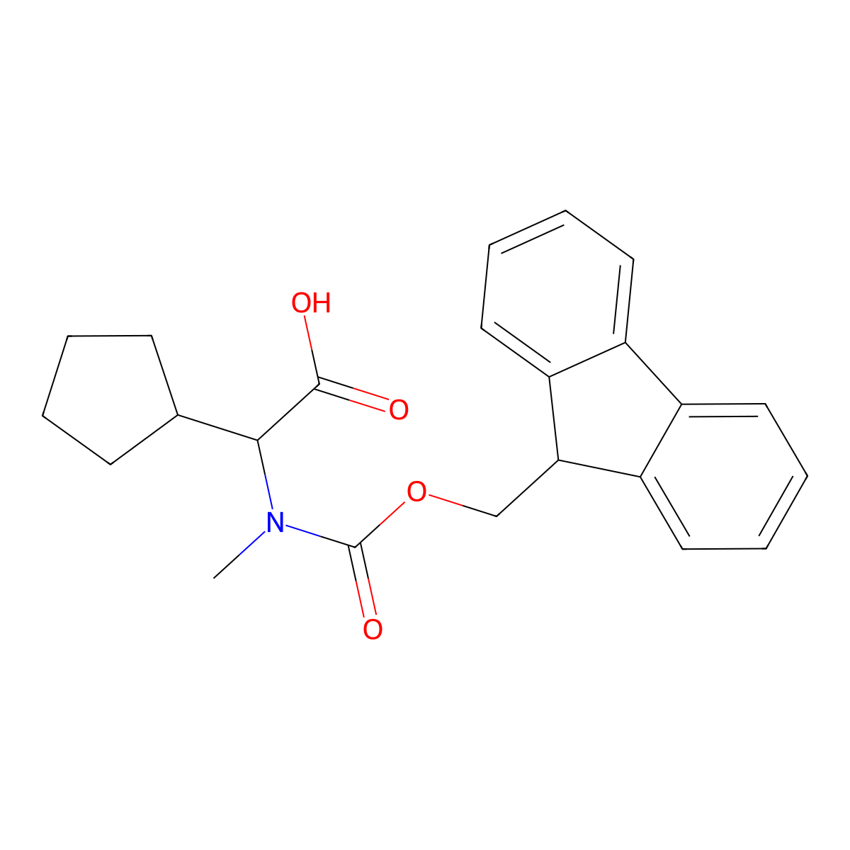 (S)-2-((((9H-Fluoren-9-yl)methoxy)carbonyl)(methyl)amino)-2-cyclopentylacetic acid molecular structure, CAS 187475-29-2