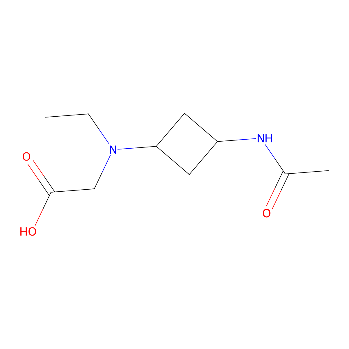 2-[(3-Acetamidocyclobutyl)(ethyl)amino]acetic acid molecular structure, CAS 1874783-65-9