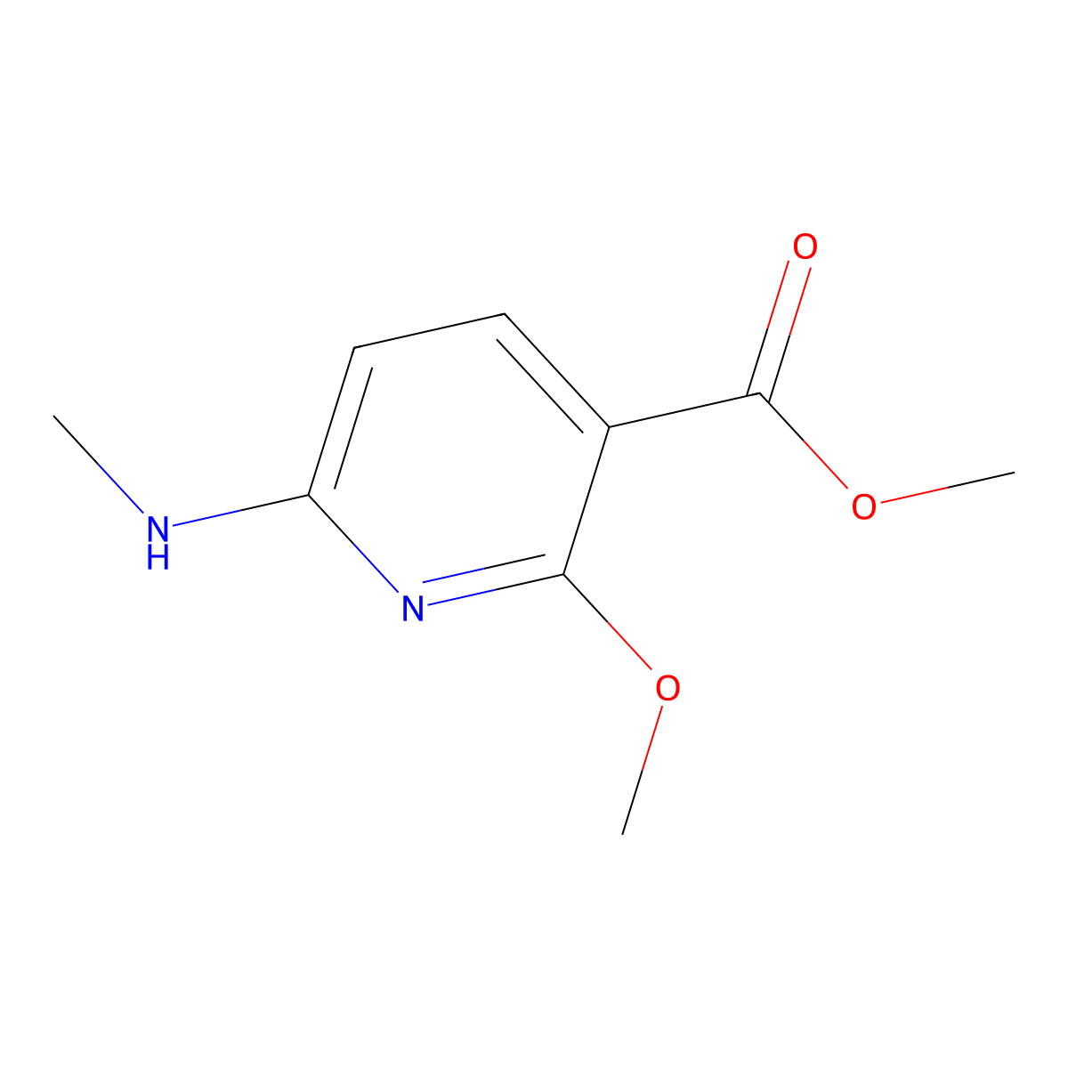 Methyl 2-methoxy-6-methylaminopyridine-3-carboxylate molecular structure, CAS 187480-13-3