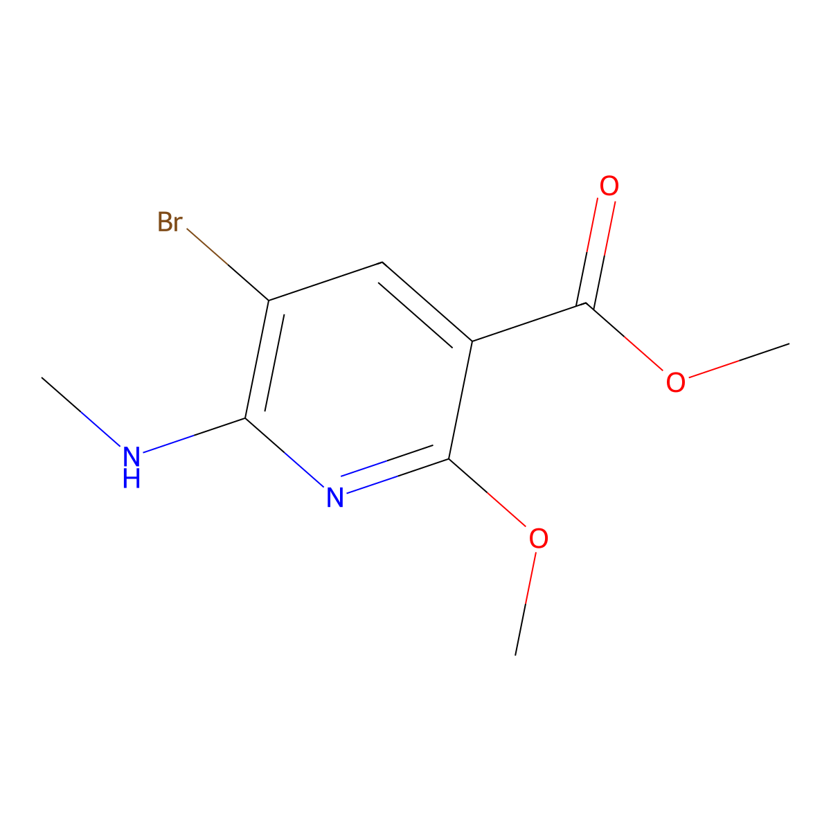Methyl 5-bromo-2-methoxy-6-(methylamino)nicotinate molecular structure, CAS 187480-15-5