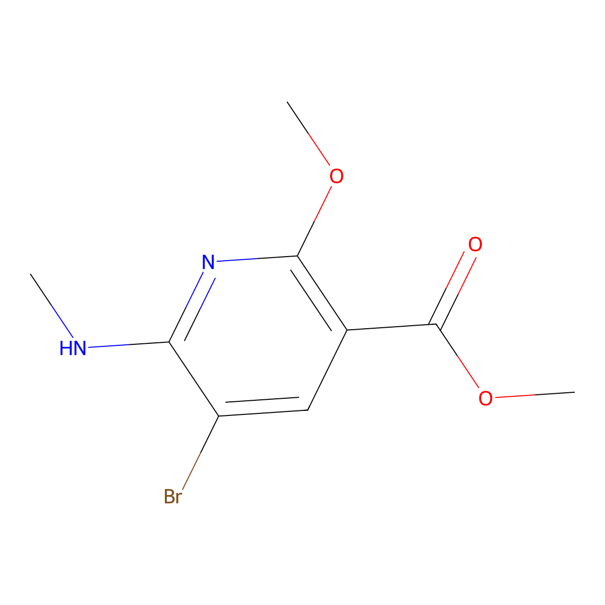 Methyl 5-bromo-2-methoxy-6-(methylamino)nicotinate molecular structure, CAS 187480-15-5