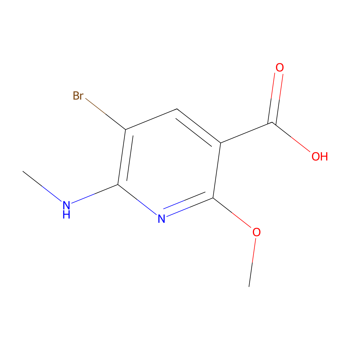 5-Bromo-2-methoxy-6-methylaminopyridine-3-carboxylic acid molecular structure, CAS 187480-17-7
