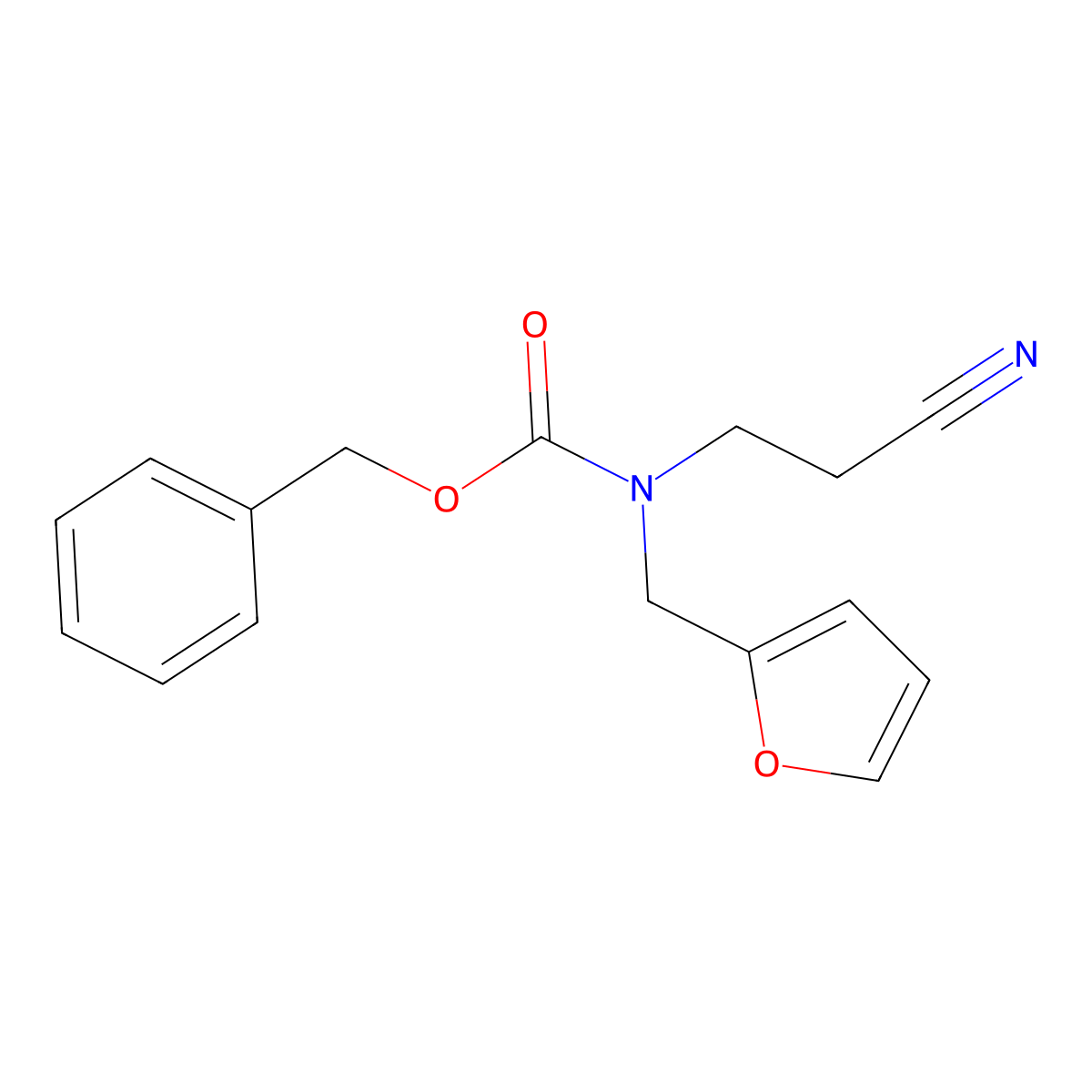benzyl N-(2-cyanoethyl)-N-[(furan-2-yl)methyl]carbamate molecular structure, CAS 1874810-23-7