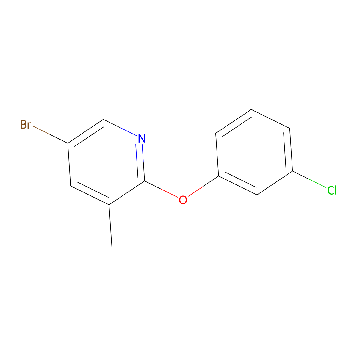 5-Bromo-2-(3-chlorophenoxy)-3-methylpyridine molecular structure, CAS 1874815-71-0
