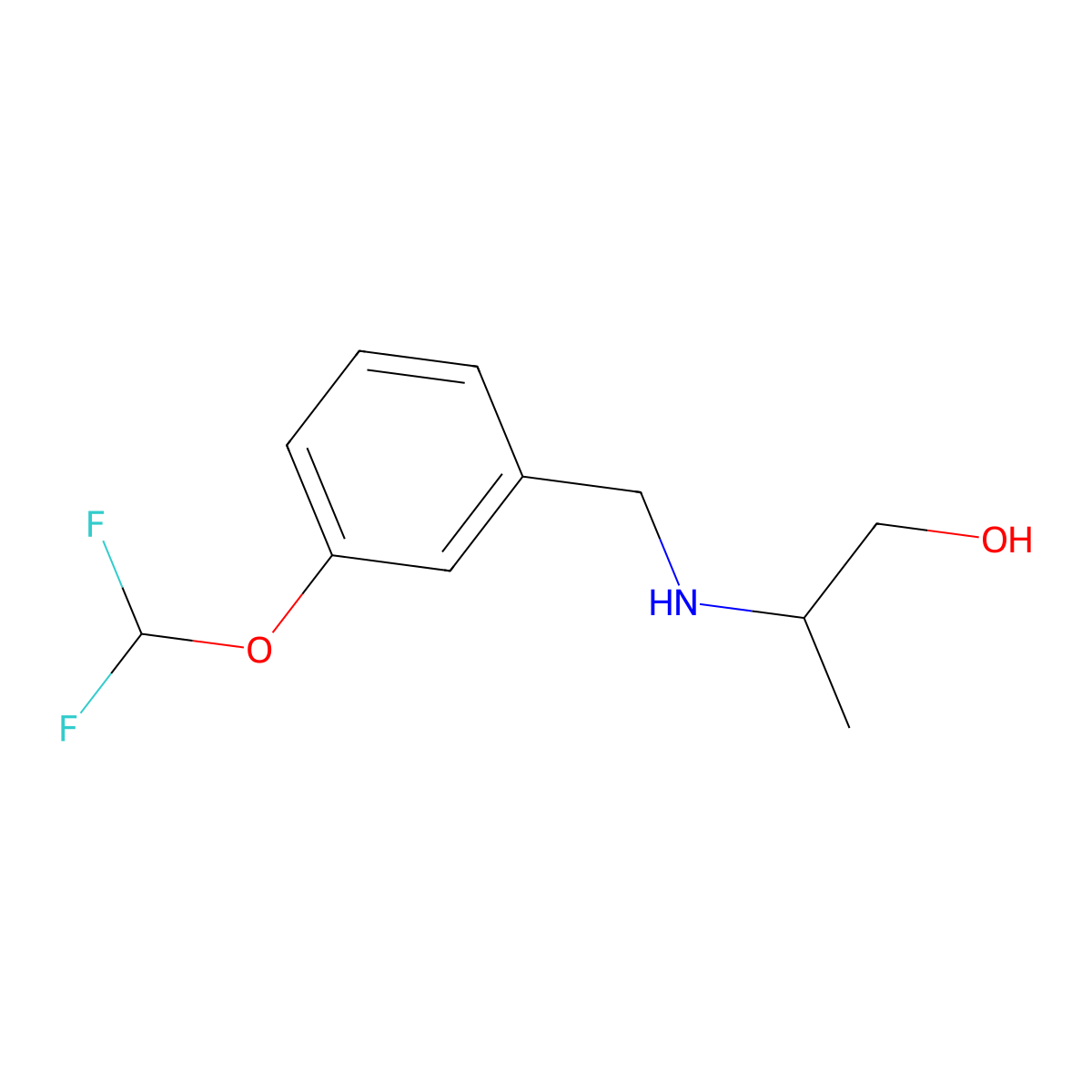 2-({[3-(Difluoromethoxy)phenyl]methyl}amino)propan-1-ol molecular structure, CAS 1874848-36-8