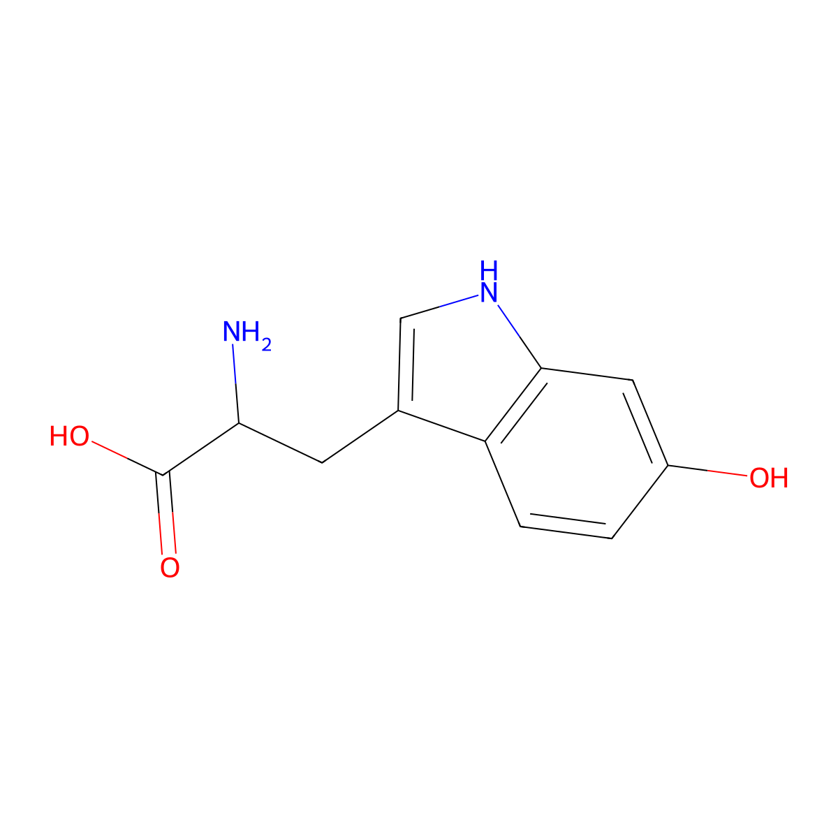 2-amino-3-(6-hydroxy-1H-indol-3-yl)propanoic Acid molecular structure, CAS 18749-30-9