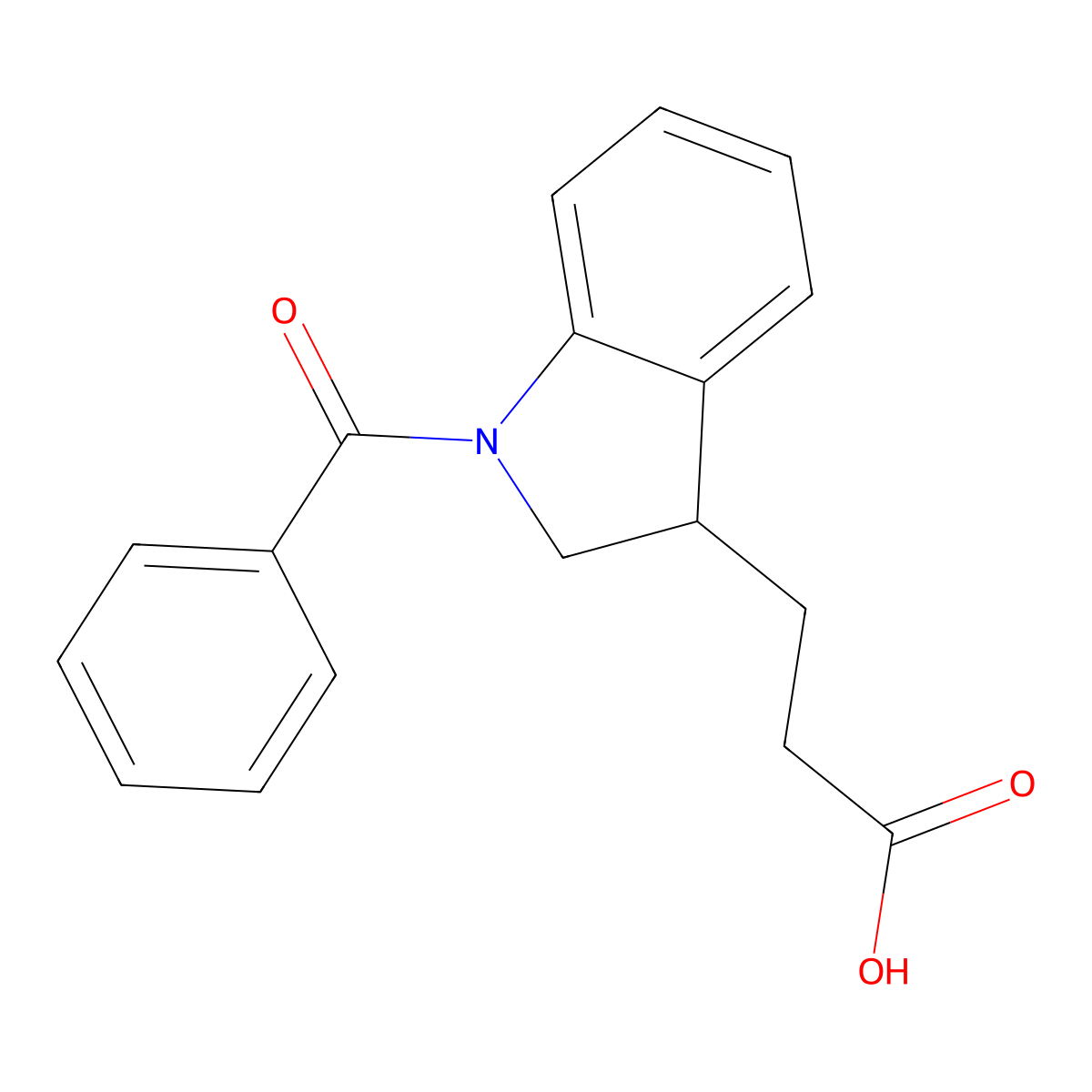 3-(1-benzoyl-2,3-dihydro-1H-indol-3-yl)propanoic acid molecular structure, CAS 18749-79-6