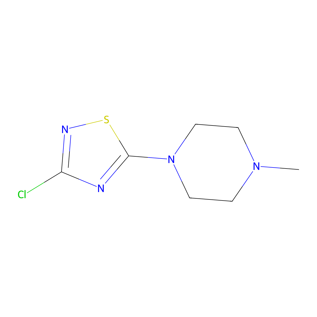 1-(3-Chloro-1,2,4-thiadiazol-5-yl)-4-methylpiperazine molecular structure, CAS 1874980-30-9