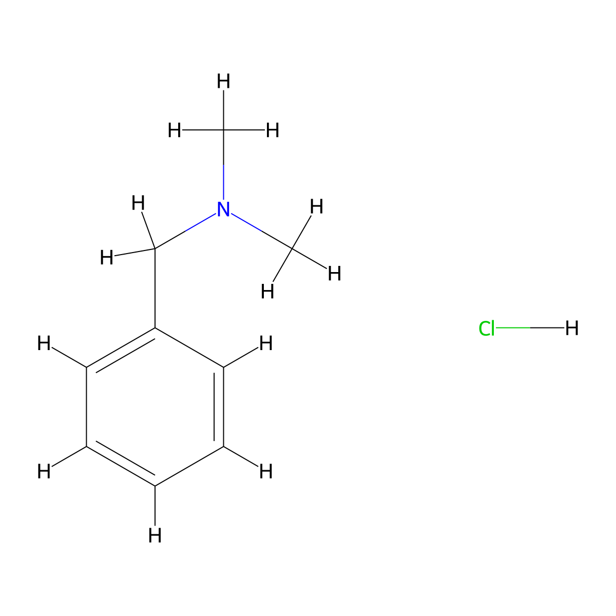 Dimethylbenzylamine hydrochloride molecular structure, CAS 1875-92-9