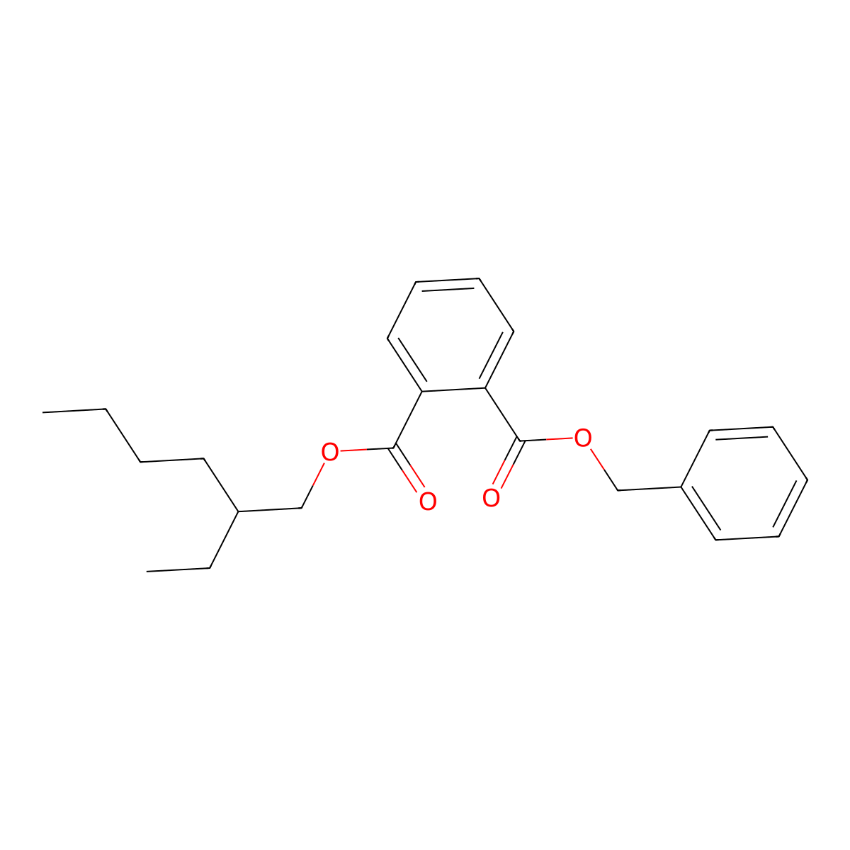 Benzyl 2-ethylhexyl benzene-1,2-dicarboxylate molecular structure, CAS 18750-05-5
